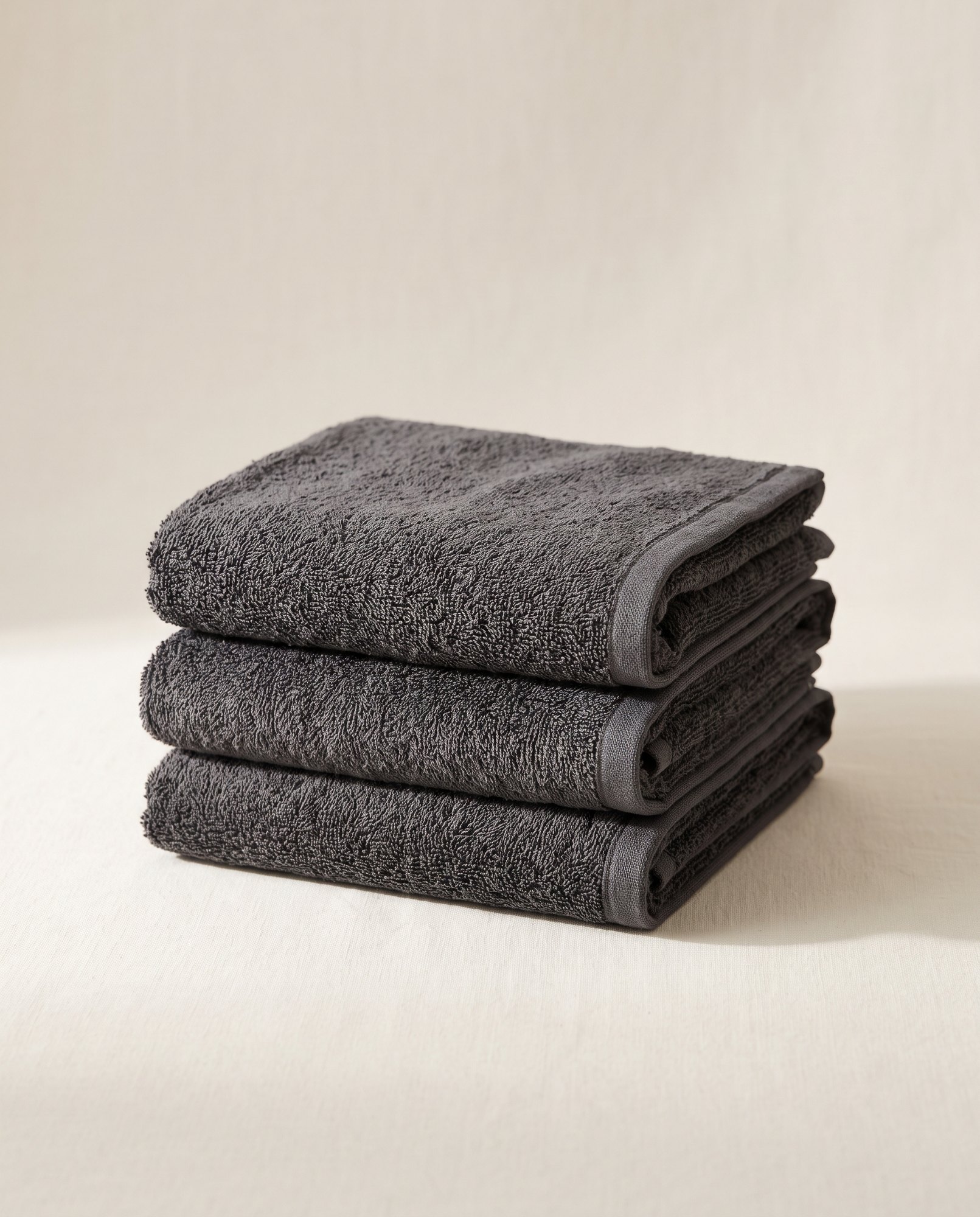 Folded charcoal gym towels